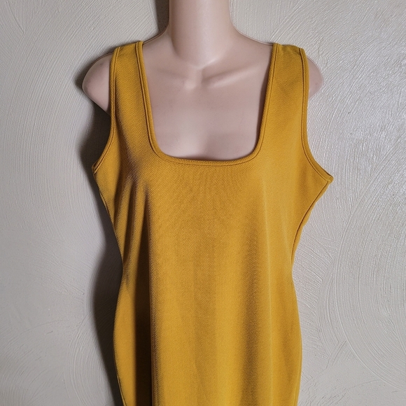 Missguided Mustard Yellow Sleeveless Square Bodycon Tank Dress Size Womens 12 - Picture 5 of 11